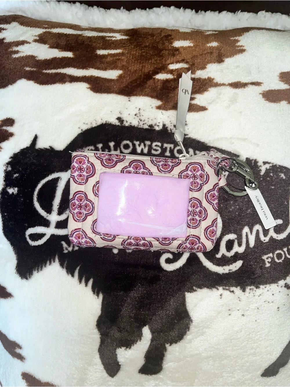 Vera Bradley Pink and Purple Floral Zip Key Pouch